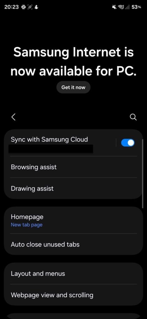 Браузер Samsung Internet повернеться на Windows 3