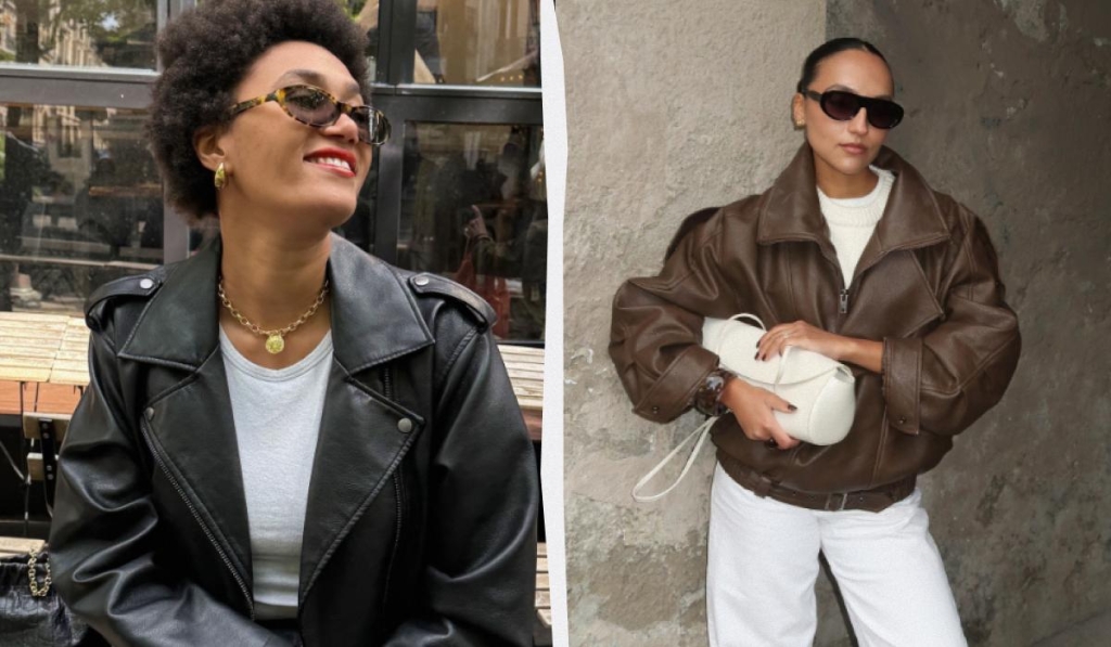 5 способів носити шкіряну куртку з джинсами у французькому стилі