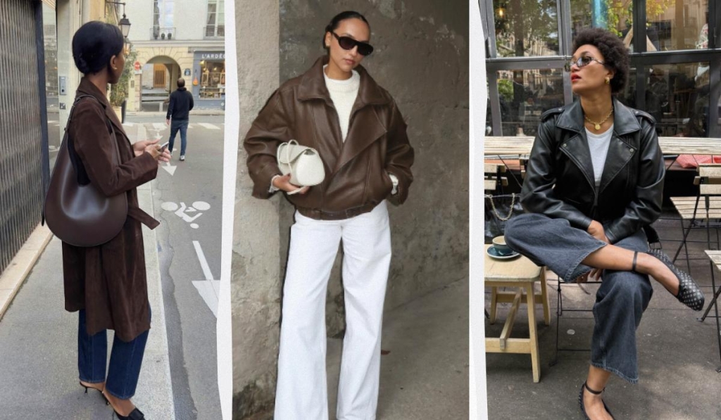 5 способів носити шкіряну куртку з джинсами у французькому стилі
