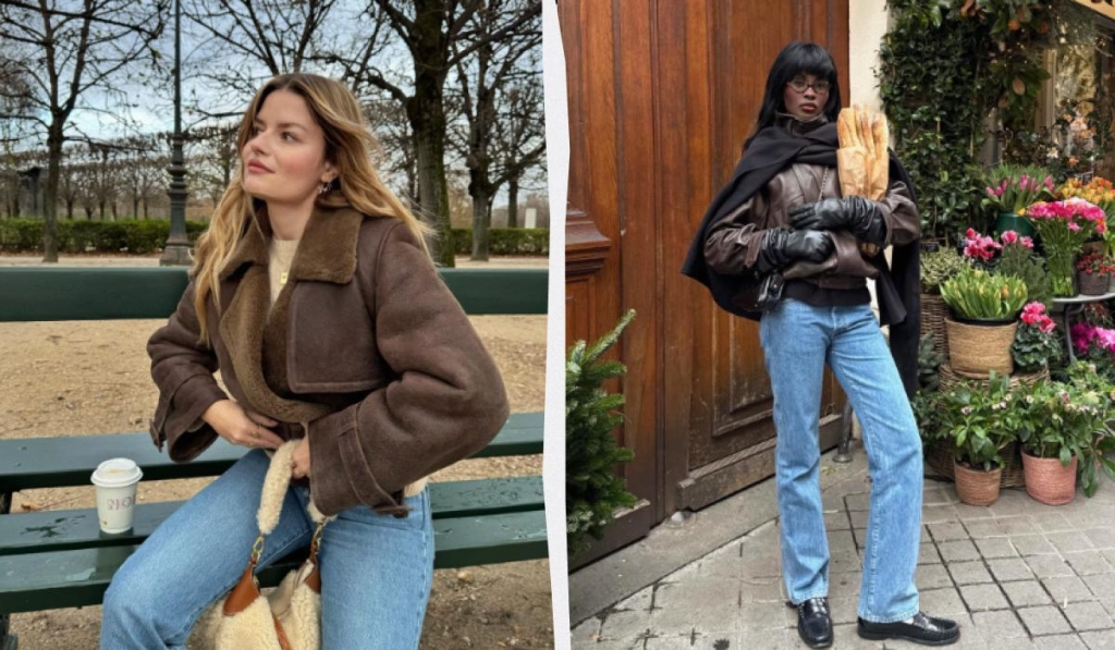 5 способів носити шкіряну куртку з джинсами у французькому стилі