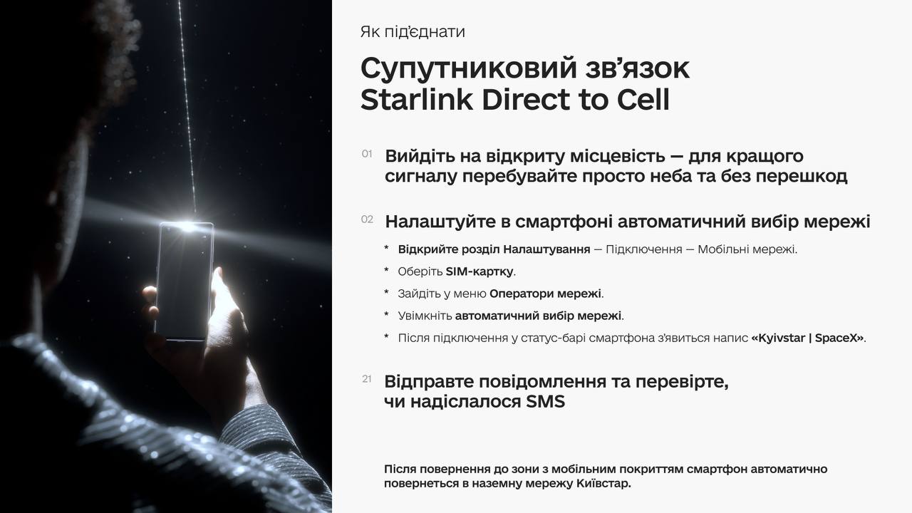 Київстар активував супутниковий інтернет Starlink на iPhone 5
