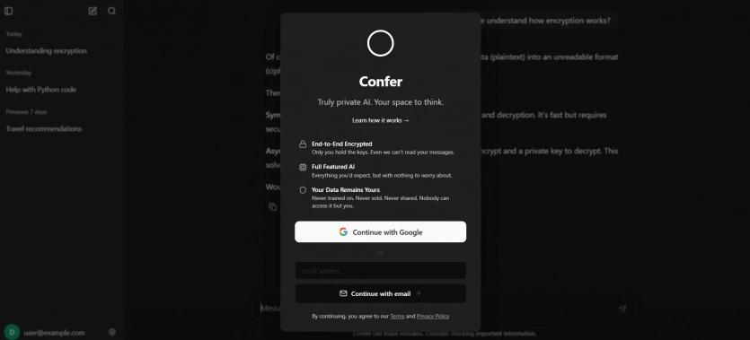 Signal у світі ШІ: вийшов "захищений" чатбот Confer із наскрізним шифруванням 1