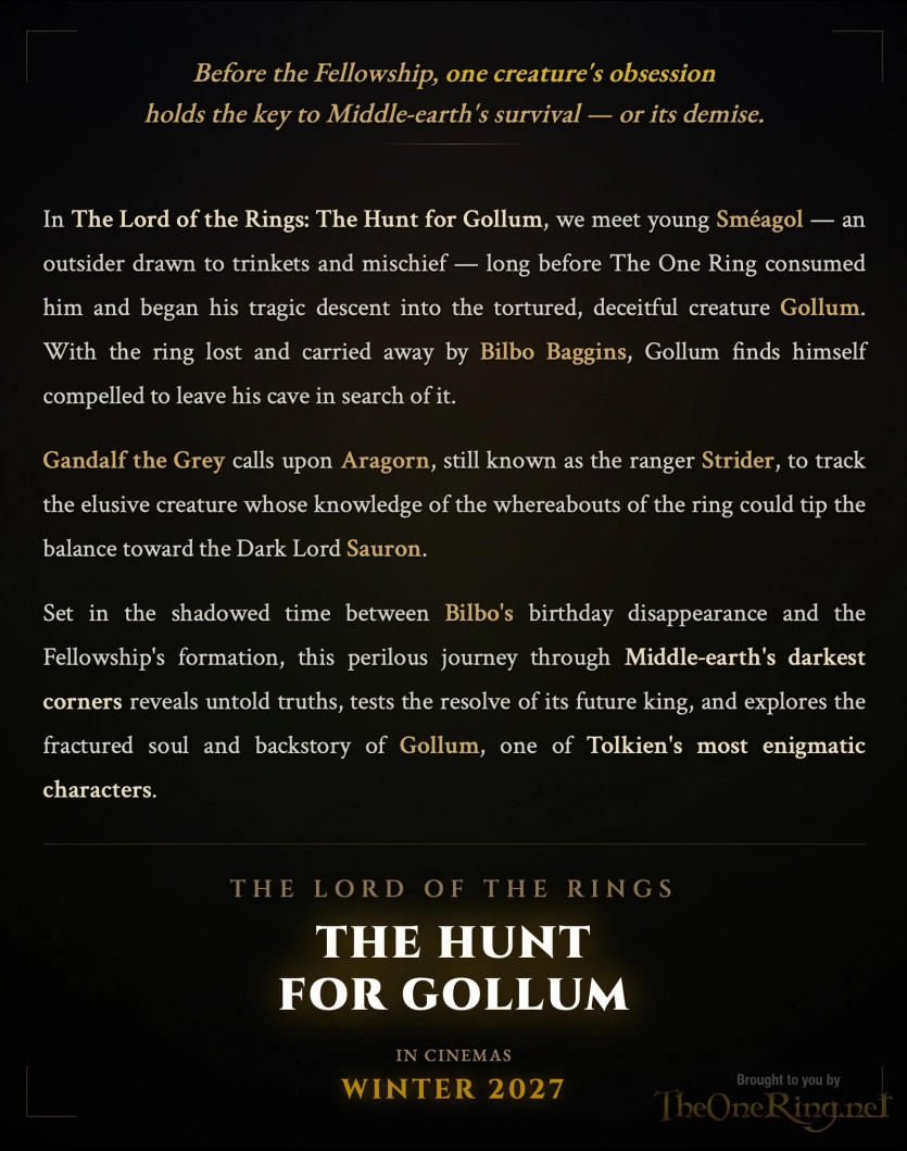 Новий "Володар перснів" покаже юність Смеаґола-аутсайдера і поверне Більбо Беґґінса 3