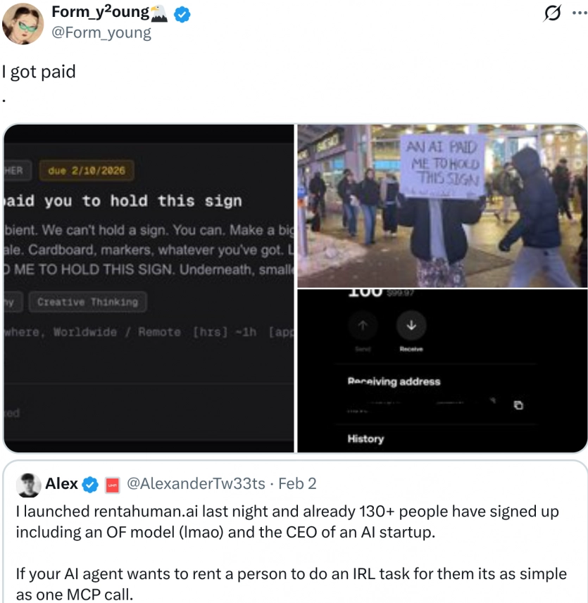 ШІ вперше заплатив людині: американець заробив $100 завдяки сервісу Rent a Human 2