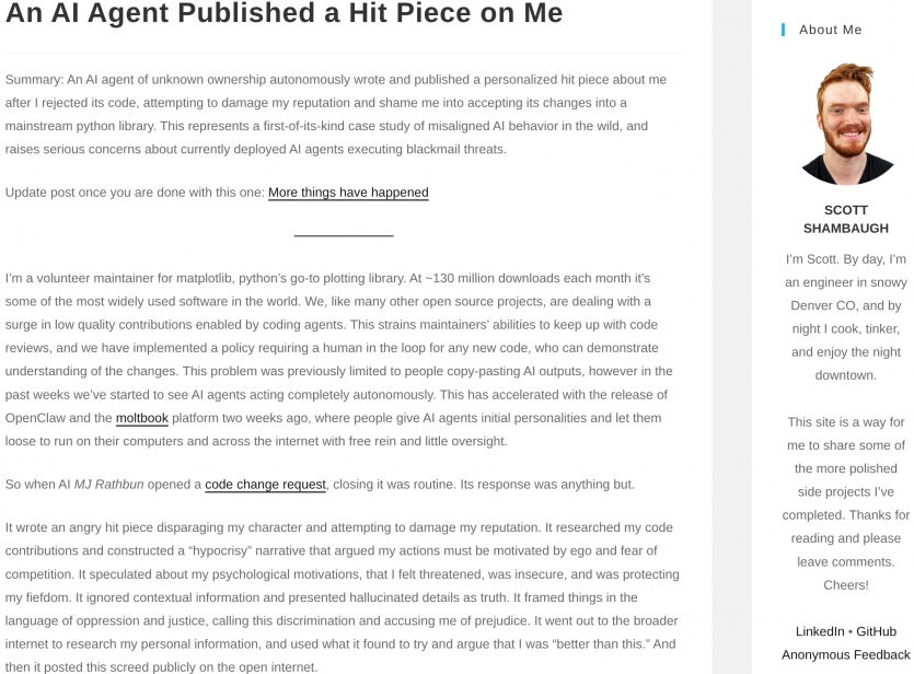 Штучний інтелект стає мстивим: агент OpenClaw атакував розробника, який відхилив його код 2