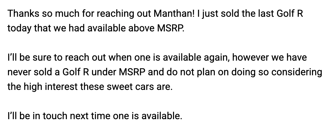 Claude вибив для розробника $2 000 знижки на Volkswagen Golf R 2