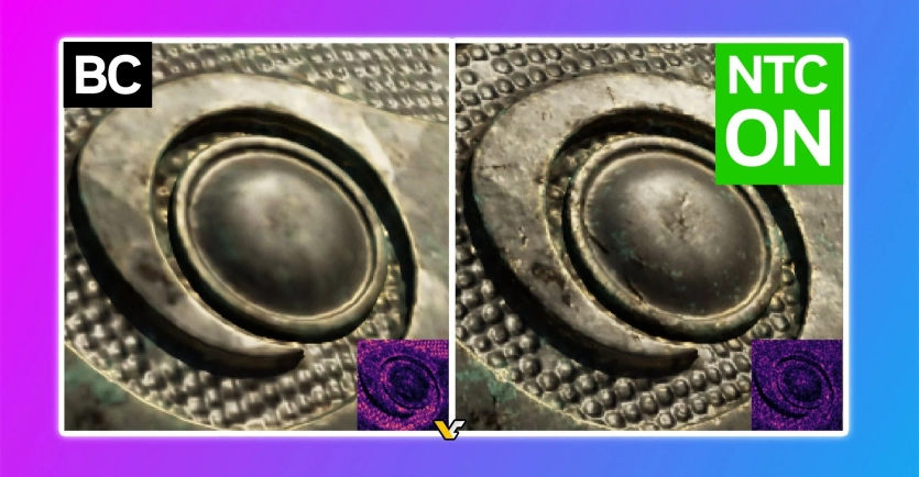 Neural Texture Compression від NVIDIA зменшує використання VRAM з 6,5 ГБ до 970 МБ без втрати якості. 1