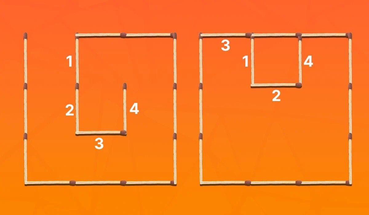Необхідно перемістити 3 сірники, щоб створити 2 квадрати: надзвичайно важка головоломка. 3 Треба перемістити 3 сірники, щоб утворилися 2 квадрати: дуже складна головоломка