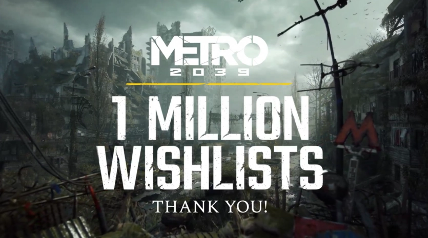 Metro 2039 відзначає перший мільйон бажаних покупок і висловлює подяку шанувальникам. 1