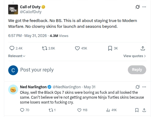 Infinity Ward запевнила, що припинить "клоунаду" в Call Of Duty: Modern Warfare 4, але шанувальники залишаються скептичними. 2